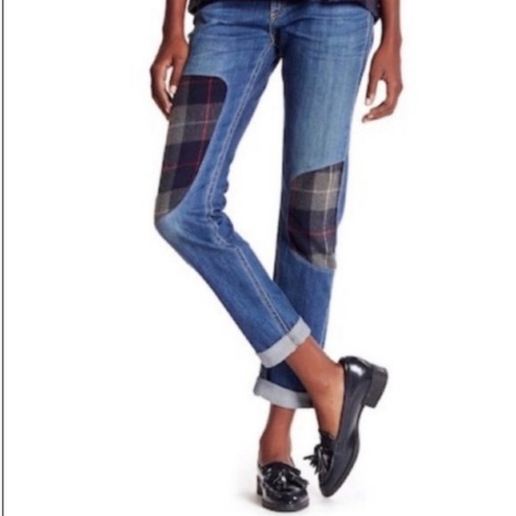 flannel patch jeans